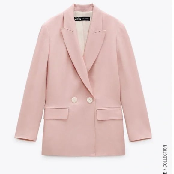 ZARA Double Breasted Blazer Pink - Picture 6 of 9